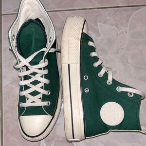 Customized Forest Green High Top Converse